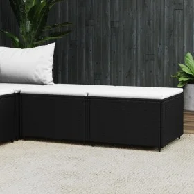Reposapiés de jardín con cojines 2 uds ratán sintético negro de vidaXL, Otomanas de exterior - Ref: Foro24-319741, Precio: 65...