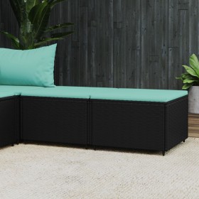 Reposapiés de jardín con cojines 2 uds ratán sintético negro de vidaXL, Otomanas de exterior - Ref: Foro24-319805, Precio: 65...