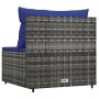 Sofá central de jardín con cojines ratán sintético gris de vidaXL, Sofás de exterior - Ref: Foro24-319849, Precio: 52,62 €, D...