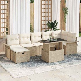 Conjunto de sofá de jardín con cojín 8 pcs Beige Poliratán en Sofás de exterior | Comprar online en Foru.es