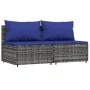 Central garden sofas with cushions 2 units gray synthetic rattan by vidaXL, Outdoor sofas - Ref: Foro24-319850, Price: 107,07...