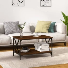 Mesa de centro madera y hierro roble marrón 80x50x45 cm de vidaXL, Mesas de centro - Ref: Foro24-823321, Precio: 54,40 €, Des...