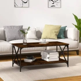 Mesa de centro madera y hierro roble ahumado 100x50x45 cm de vidaXL, Mesas de centro - Ref: Foro24-823309, Precio: 54,34 €, D...