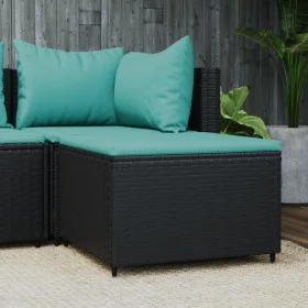 Garden footstool with black synthetic rattan cushion by vidaXL, Outdoor ottomans - Ref: Foro24-319804, Price: 36,31 €, Discou...