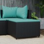 Reposapiés de jardín con cojín ratán sintético negro de vidaXL, Otomanas de exterior - Ref: Foro24-319804, Precio: 34,70 €, D...