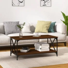 Mesa de centro madera y hierro roble marrón 100x50x45 cm de vidaXL, Mesas de centro - Ref: Foro24-823311, Precio: 51,41 €, De...
