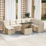 Conjunto de sofá de jardín con cojín 9 pcs Beige Poliratán en Sofás de exterior | Comprar online en Foru.es
