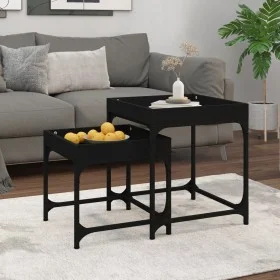 Mesitas auxiliares 2 uds madera contrachapada negra de vidaXL, Mesas de centro - Ref: Foro24-823282, Precio: 39,35 €, Descuen...