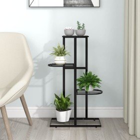 Soporte de flores de 4 estantes de metal negro 43x22x76 cm en Soportes para macetas | Comprar online en Foru.es