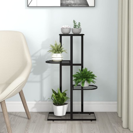 Soporte de flores de 4 estantes de metal negro 43x22x76 cm en Soportes para macetas | Comprar online en Foru.es