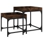 Mesitas auxiliares 3 uds madera contrachapada roble ahumado de vidaXL, Mesas de centro - Ref: Foro24-823284, Precio: 52,02 €,...