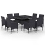Set de comedor de jardín 9 piezas ratán PE y vidrio negro en Conjuntos de jardín | Comprar online en Foru.es