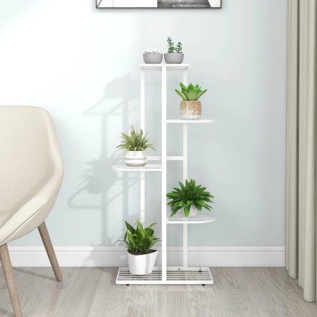 Soporte de flores de 5 estantes de metal blanco 43x22x98 cm en Soportes para macetas | Comprar online en Foru.es