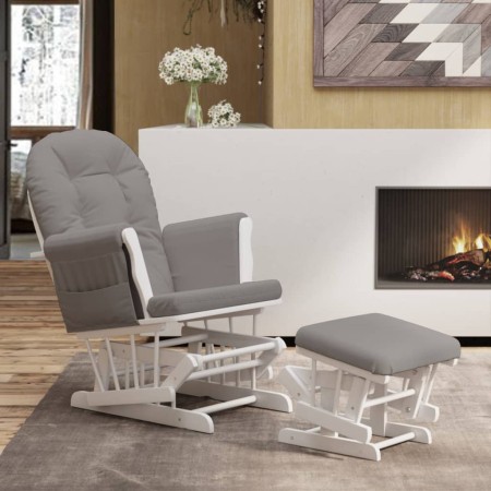 Sillón de lactancia con taburete tela gris claro de vidaXL, Mecedoras - Ref: Foro24-351662, Precio: 254,61 €, Descuento: %
