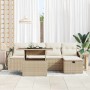Conjunto de sofá de jardín 6 pcs Beige ratán sintético en Sofás de exterior | Comprar online en Foru.es