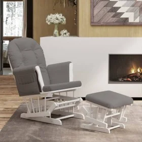 Sillón de lactancia con taburete tela gris oscuro de vidaXL, Mecedoras - Ref: Foro24-351661, Precio: 264,34 €, Descuento: %