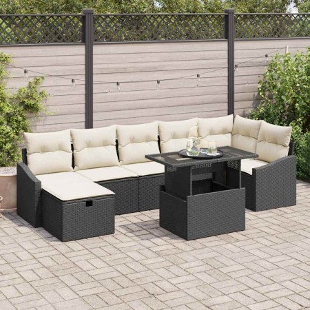 Conjunto de sofá de jardín 8 pcs Negro ratán sintético en Sofás de exterior | Comprar online en Foru.es