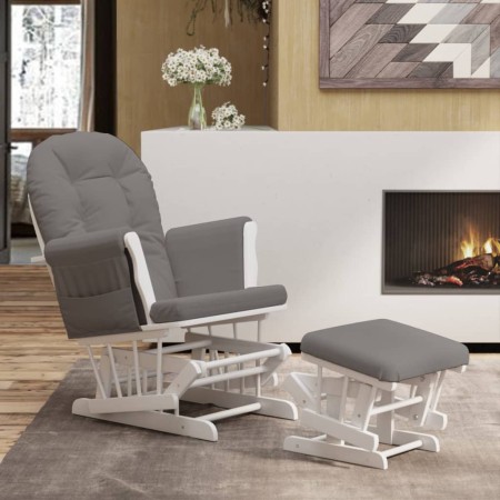 Sillón de lactancia con taburete tela gris oscuro de vidaXL, Mecedoras - Ref: Foro24-351661, Precio: 249,94 €, Descuento: %