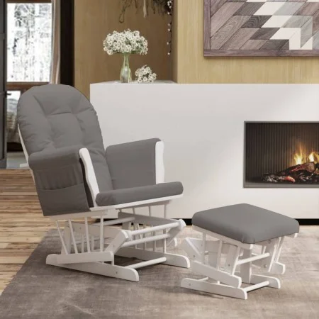 Stillstuhl mit Hocker aus dunkelgrauem Stoff von vidaXL, Schaukelstühle - Ref: Foro24-351661, Preis: 264,34 €, Rabatt: %