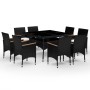 Set de comedor de jardín 9 pzas ratán PE y madera acacia negro en Conjuntos de jardín | Comprar online en Foru.es
