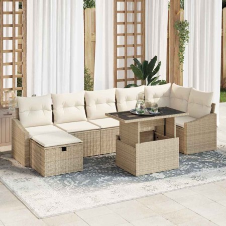 Conjunto de sofá de jardín 8 pcs Beige ratán sintético en Sofás de exterior | Comprar online en Foru.es