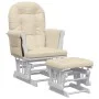 Sillón de lactancia con taburete tela blanco crema de vidaXL, Mecedoras - Ref: Foro24-351663, Precio: 251,79 €, Descuento: %