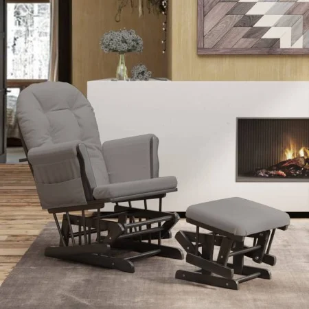Sillón de lactancia con taburete tela gris claro de vidaXL, Mecedoras - Ref: Foro24-351666, Precio: 253,77 €, Descuento: %