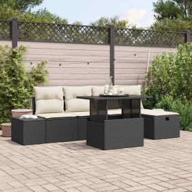 Conjunto de sofá de jardín 6 pcs Negro ratán sintético en Sofás de exterior | Comprar online en Foru.es