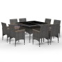 Set de comedor de jardín 9 pzas ratán PE y madera acacia gris en Conjuntos de jardín | Comprar online en Foru.es