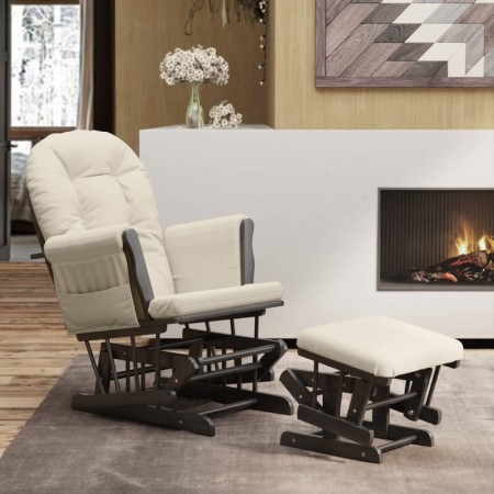 Sillón de lactancia con taburete tela blanco crema de vidaXL, Mecedoras - Ref: Foro24-351668, Precio: 268,51 €, Descuento: %