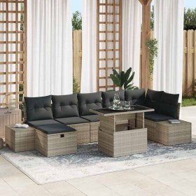 Conjunto de sofá de jardín 8 pcs Gris Claro ratán sintético en Sofás de exterior | Comprar online en Foru.es