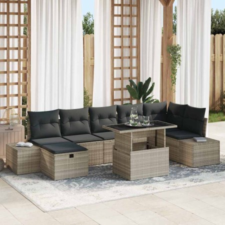 Conjunto de sofá de jardín 8 pcs Gris Claro ratán sintético en Sofás de exterior | Comprar online en Foru.es