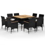 Set de comedor de jardín 9 pzas ratán PE y madera acacia negro en Conjuntos de jardín | Comprar online en Foru.es