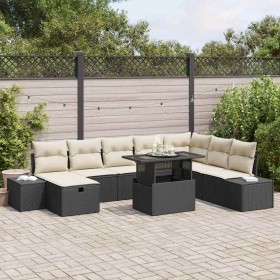 Conjunto de sofá de jardín 9 pcs Negro ratán sintético en Sofás de exterior | Comprar online en Foru.es