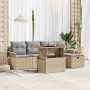Conjunto de sofá de jardín 6 pcs Beige ratán sintético en Sofás de exterior | Comprar online en Foru.es