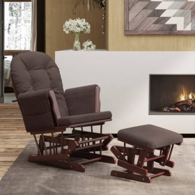 Sillón de lactancia con taburete tela marrón de vidaXL, Mecedoras - Ref: Foro24-351664, Precio: 249,61 €, Descuento: %