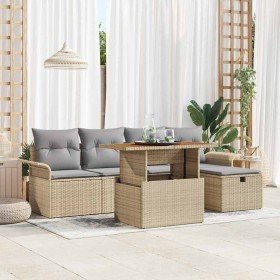 Conjunto de sofá de jardín 6 pcs Beige ratán sintético en Sofás de exterior | Comprar online en Foru.es