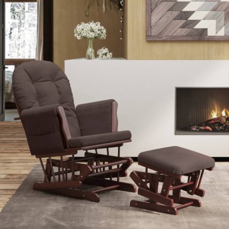 Sillón de lactancia con taburete tela marrón de vidaXL, Mecedoras - Ref: Foro24-351664, Precio: 249,61 €, Descuento: %