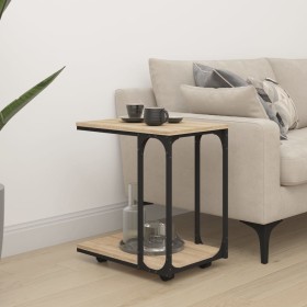 Mesa auxiliar con ruedas madera roble Sonoma 50x35x55,5 cm de vidaXL, Mesas auxiliares - Ref: Foro24-825808, Precio: 50,94 €,...