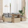 Conjunto de sofá de jardín 6 pcs Beige ratán sintético en Sofás de exterior | Comprar online en Foru.es