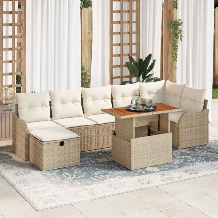 Conjunto de sofá de jardín 8 pcs Beige Poliratán en Sofás de exterior | Comprar online en Foru.es