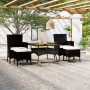 Set comedor jardín 5 pzas ratán sintético y madera acacia negro en Conjuntos de jardín | Comprar online en Foru.es