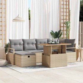 Conjunto de sofá de jardín 7 pcs Beige ratán sintético en Sofás de exterior | Comprar online en Foru.es