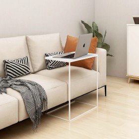 Mesa auxiliar de madera contrachapada blanco 55x35x66 cm en Mesas de centro | Comprar online en Foru.es