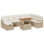 Conjunto de sofá de jardín 9 pcs Beige ratán sintético en Sofás de exterior | Comprar online en Foru.es