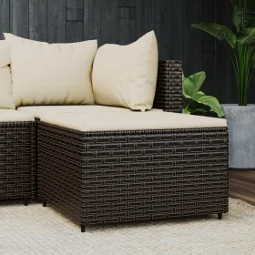 Garden footstool with brown synthetic rattan cushion by vidaXL, Outdoor ottomans - Ref: Foro24-319756, Price: 36,83 €, Discou...