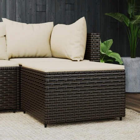 Gartenhocker mit braunem synthetischem Rattankissen von vidaXL, Hocker für den Außenbereich - Ref: Foro24-319756, Preis: 36,8...