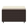 Reposapiés de jardín con cojín ratán sintético marrón de vidaXL, Otomanas de exterior - Ref: Foro24-319756, Precio: 37,15 €, ...