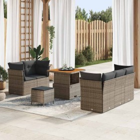 Conjunto de sofá de jardín con cojín 8 pcs Gris ratán sintético en Sofás de exterior | Comprar online en Foru.es