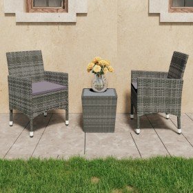Muebles de jardín 3 pzas ratán sintético vidrio templado gris en Conjuntos de jardín | Comprar online en Foru.es